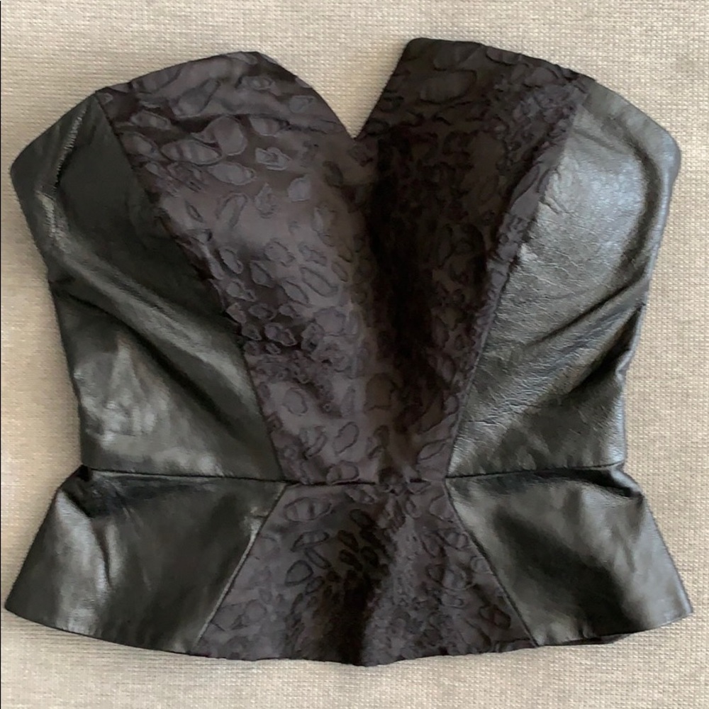 Bebe black "leather" padded bustier crop top.Xxs.
